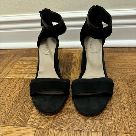 Via Bleu Nordstrom Priscilla Black Leather Suede Heeled Sandals 6 - Picture 5 of 6